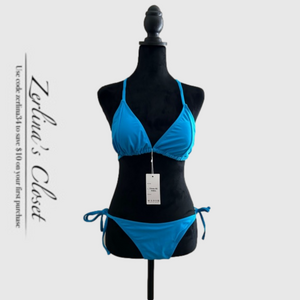 Blue string Bikini Swimsuit Blue L